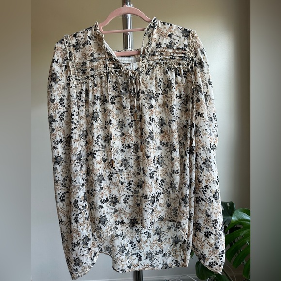 Bishop + Young Large NWT Sydney Long Sleeve V-Neck Lined Blouse Sheer Sleeves - Picture 3 of 9